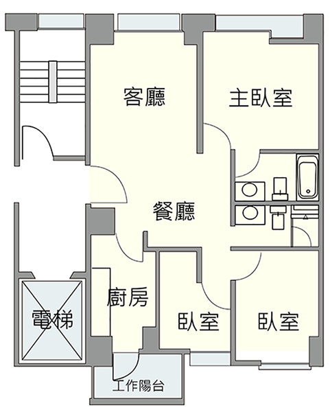 圖1、敦煌公宅三房型平面圖   