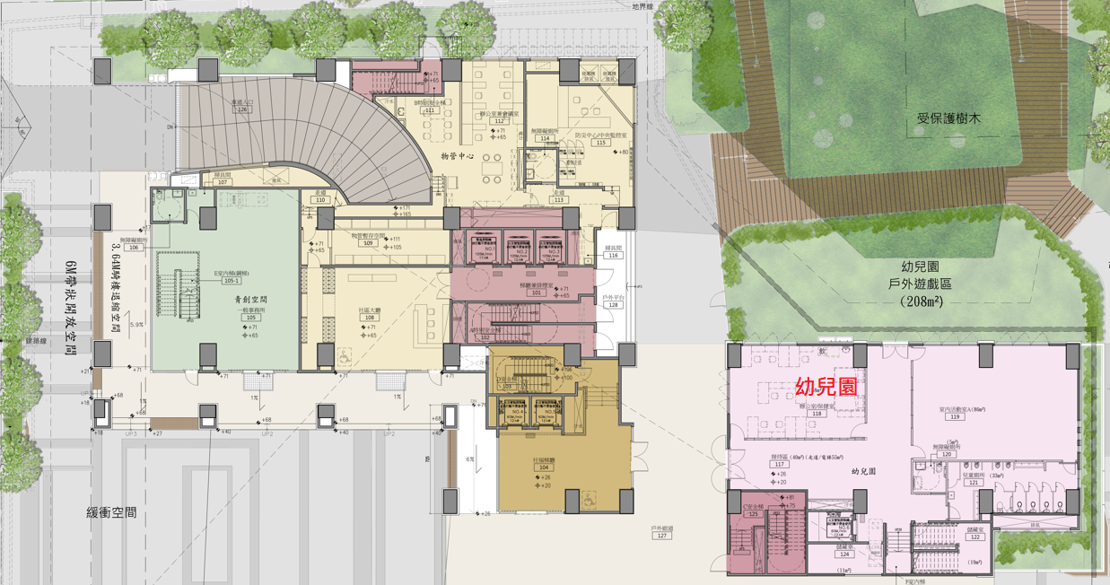 圖三：福星社會住宅全區一樓(幼兒園)參建單位配置圖