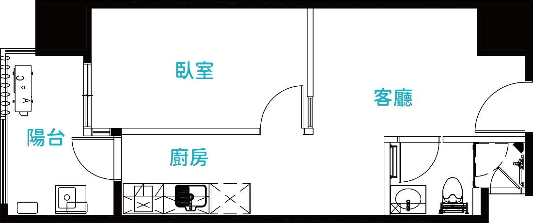 一房型格局，共59戶