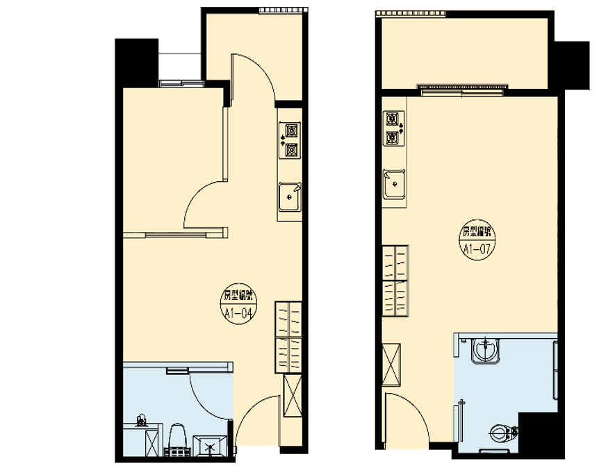 圖3-1 和興水岸社會住宅 一房型空間示意圖