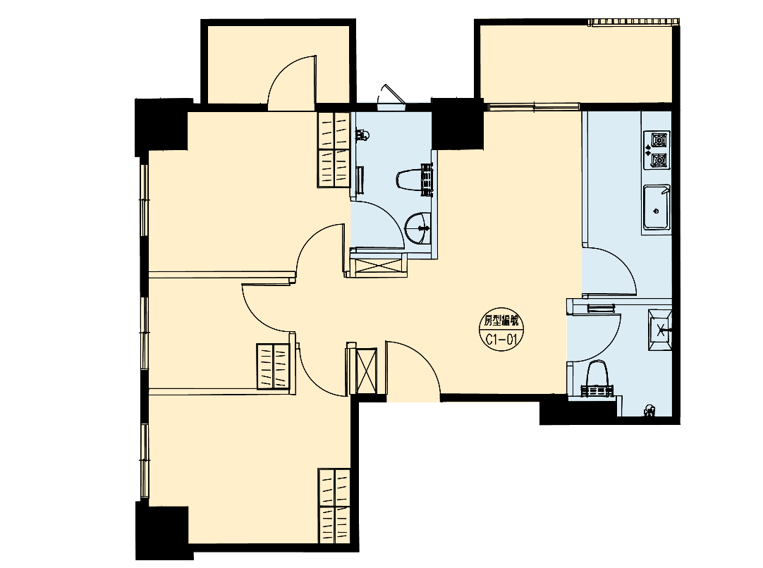 圖3-3 和興水岸社會住宅 三房型空間示意圖