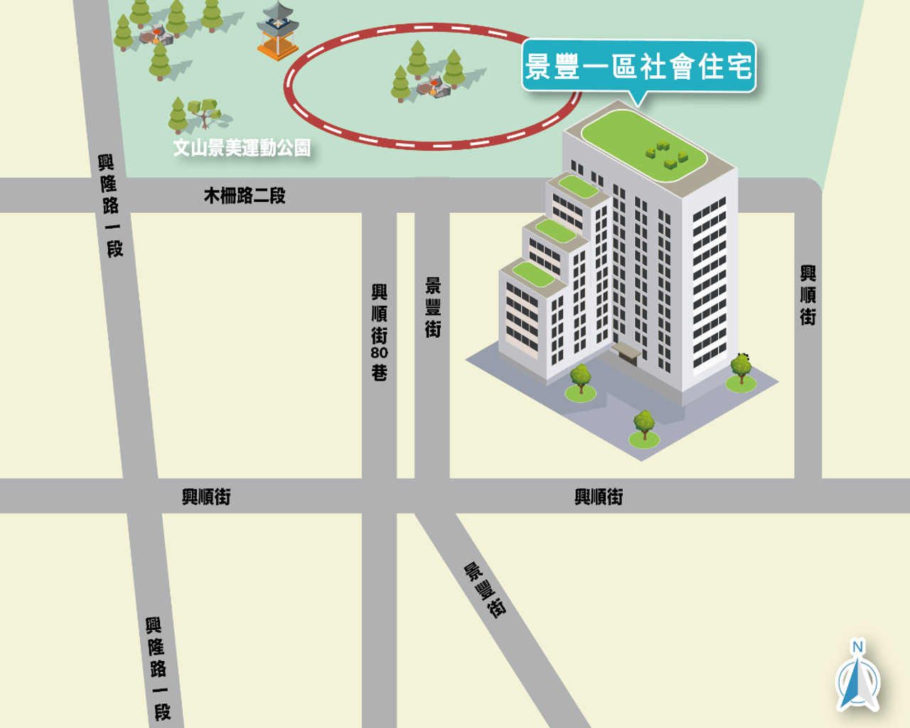 圖二 景豐社會住宅1區交通示意圖