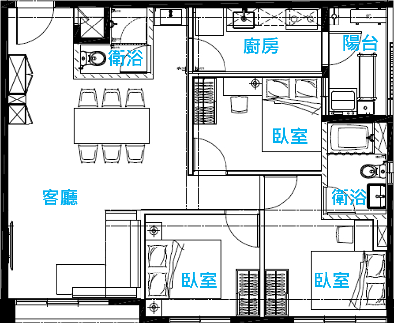 三房型格局，共29戶