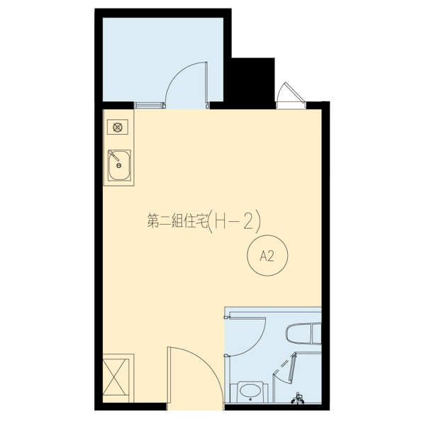 圖3-1 套房型(1房+1衛浴)空間示意圖