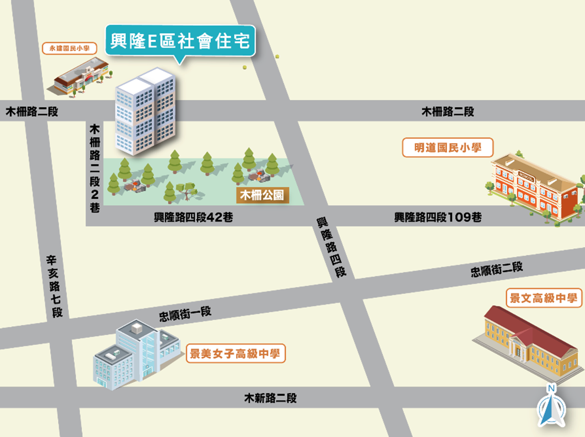 圖二 興隆社會住宅E區交通示意圖