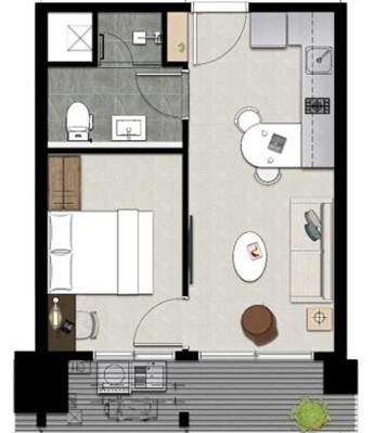 圖3-1 一房型空間示意圖（實際依未來交屋現場配置為主）