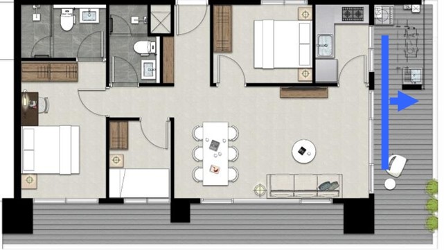 圖3-3 三房型空間示意圖（實際依未來交屋現場配置為主）